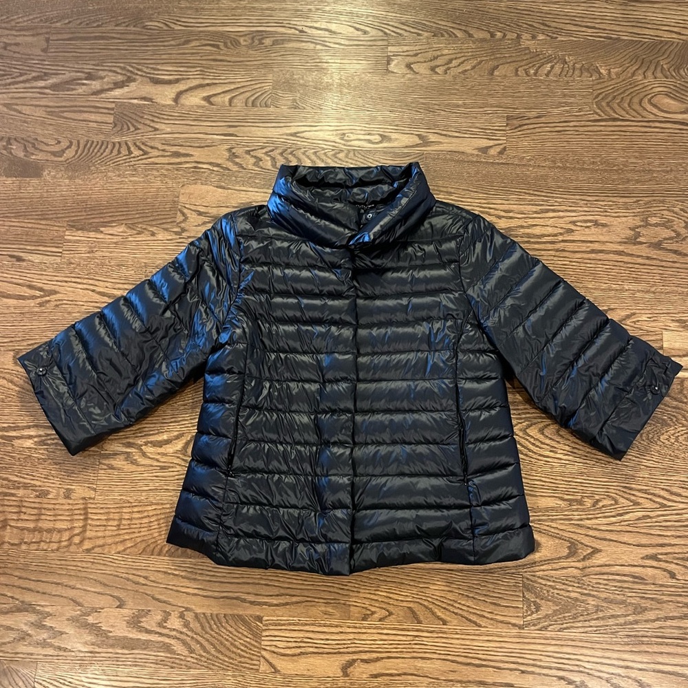 NWOT J MacLaughlin Down Jacket | Black | Cropped 3/4 sleeves | Size Medium